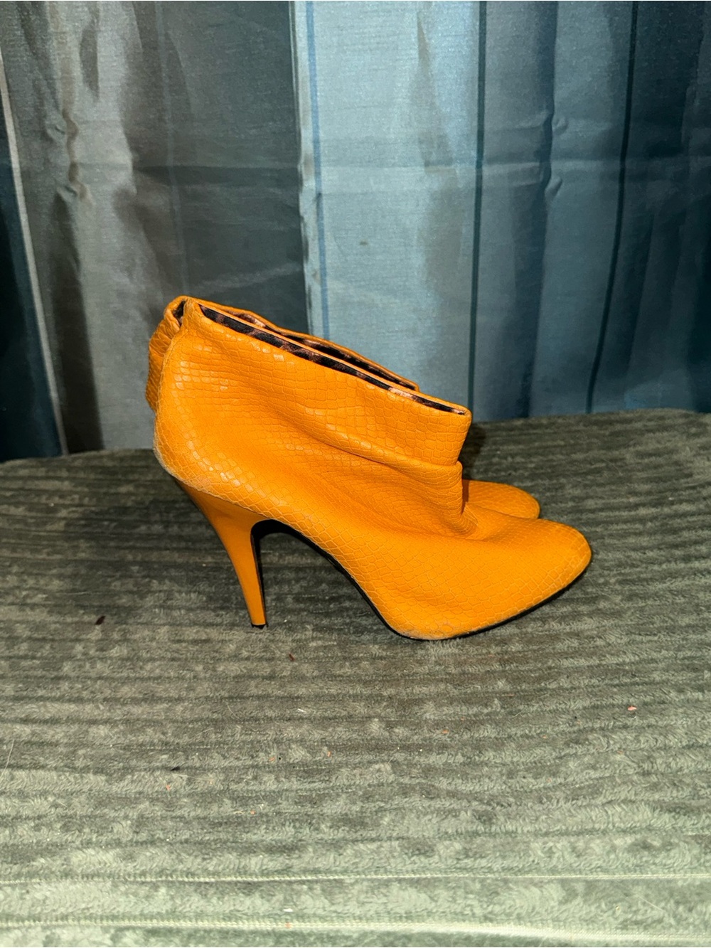 Betsey Johnson Vibrant Mustard/Orange Pointed Toe Ankle Booties